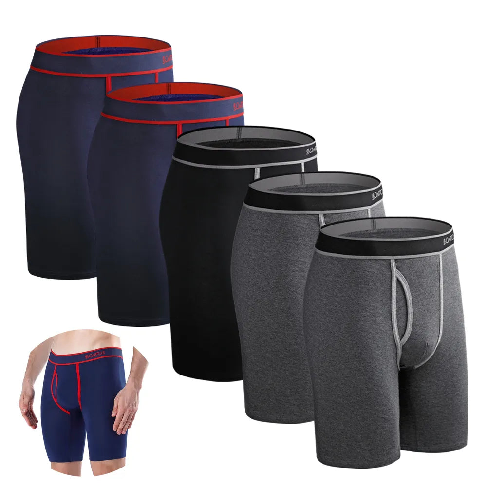 5pcs With Hole Underwear Male Boxershorts Long Boxers for Man Undrewear Cotton Men's Panties Mens Underpants Family Boxer Shorts