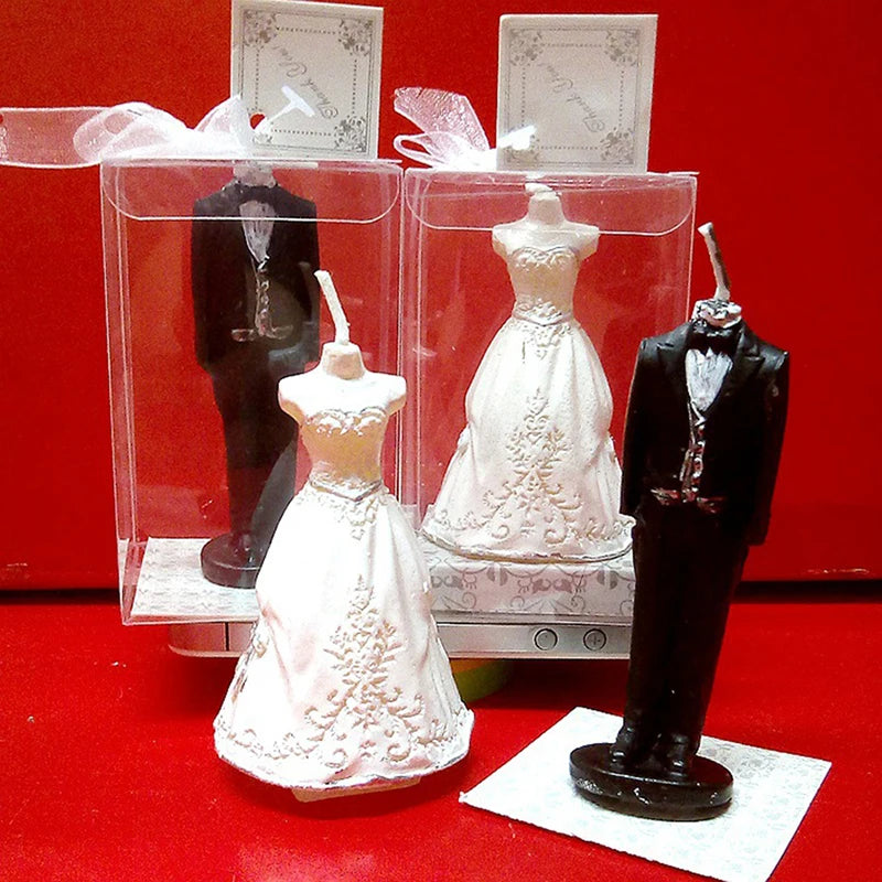 Simulation Wedding Dress Candles, Bride, Bridegroom Candle, Creative Birthday Candles Decoration for Party Valentine's Day