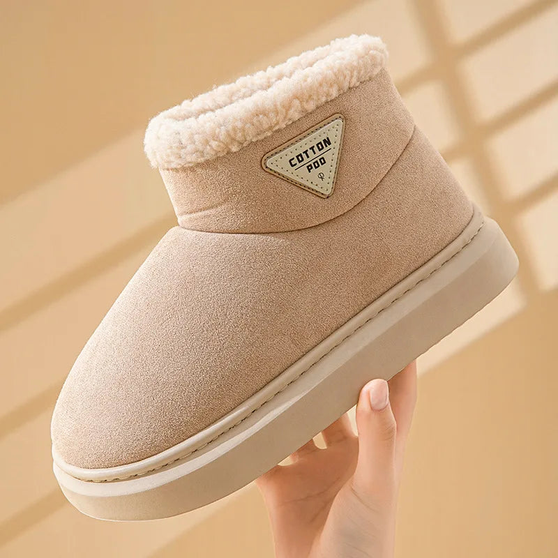 Pallene Winter Plush Snow Boots for Women Outdoor Non-Slip Casual Furry Cotton Boots Indoor Warm Cozy Home Shoes Fuzzy Flat Boot