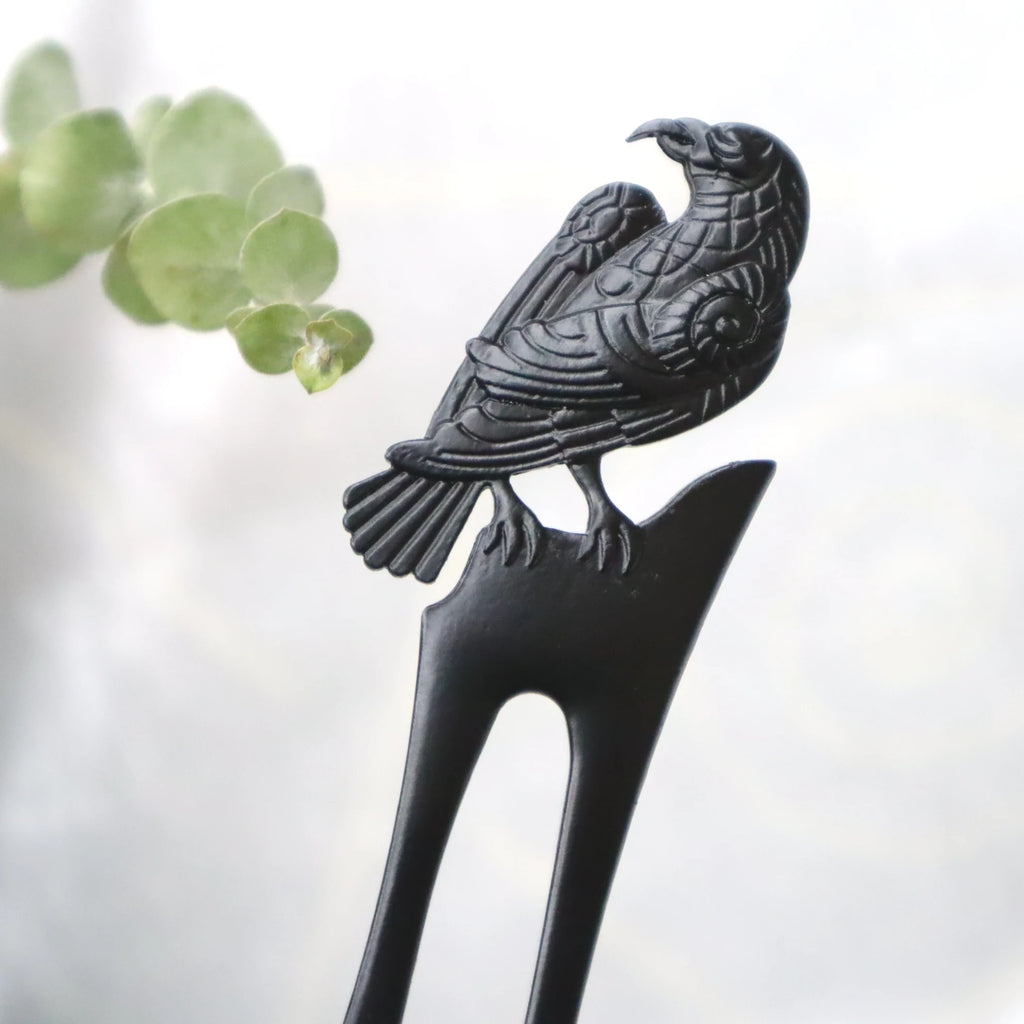 Raven Hair Stick Reversible Hairpin Metal Hair Accessories Viking Energy Pagan Crow Hair Accessories Wiccan Gifts