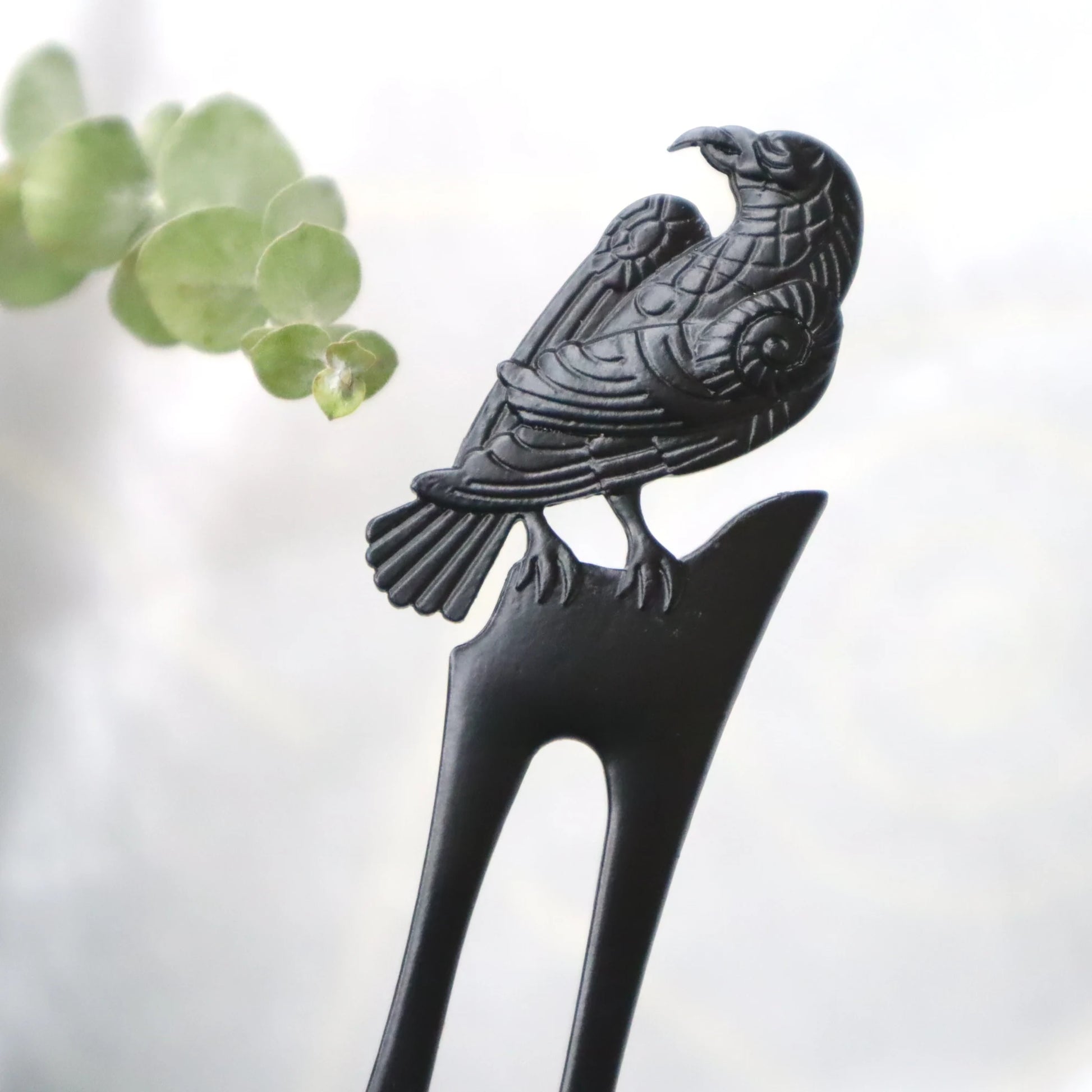 Raven Hair Stick Reversible Hairpin Metal Hair Accessories Viking Energy Pagan Crow Hair Accessories Wiccan Gifts