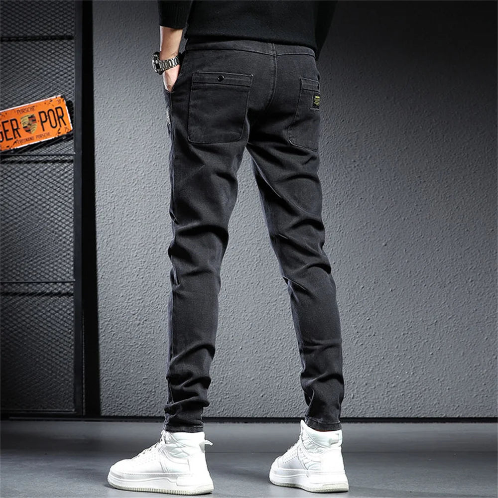 Spring Summer Black Gray Cargo Jeans Men Streetwear Denim Jogger Pants Men Baggy Harem Jean Trousers Cargo Pants Men Jeans