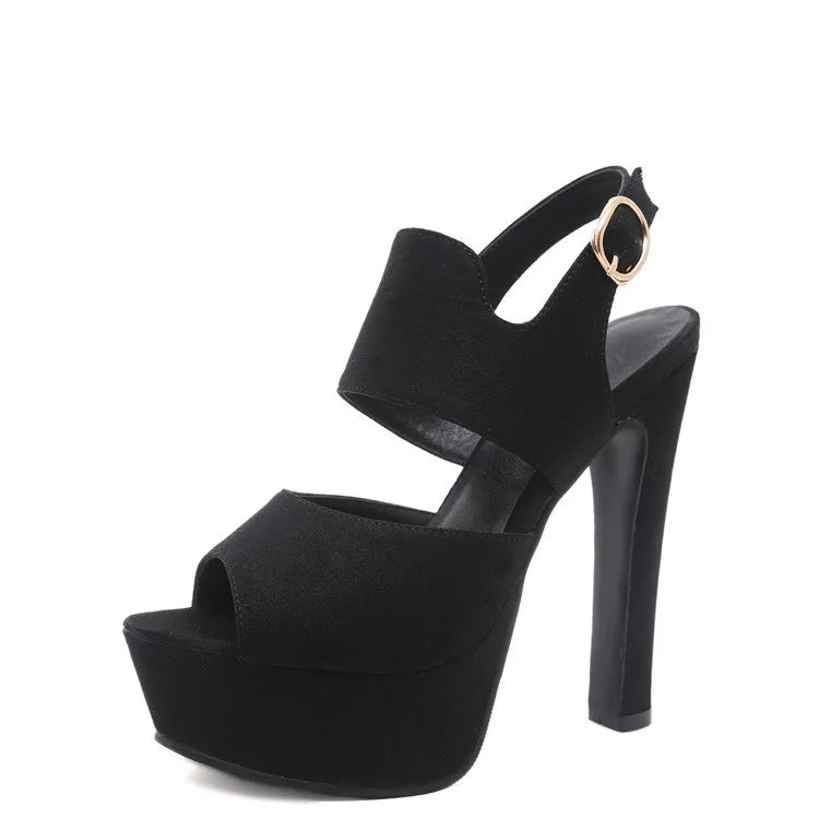 2025 Summer New 14CM Super High Heel Women's Sandals Crude Heel Sexy High Heels Simple Elegant High Heel Sandals