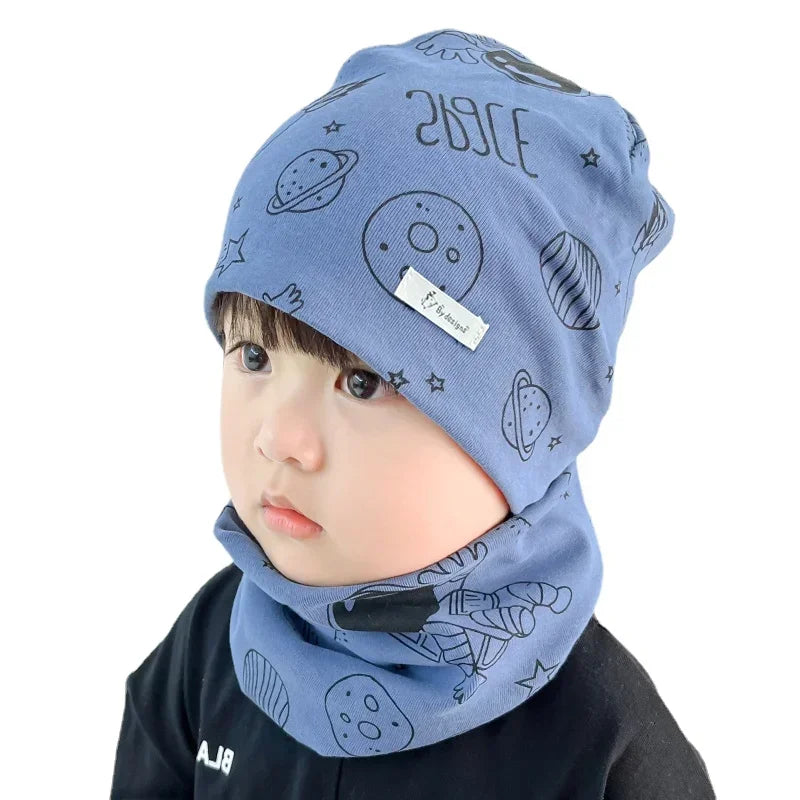 Winter Spring Cotton Baby Hat Scarf Infant Hat Set Duvet Fabric Beanie Hats for Kids Baby Girl Hat Baby Boy Hat Plush Warm Hat
