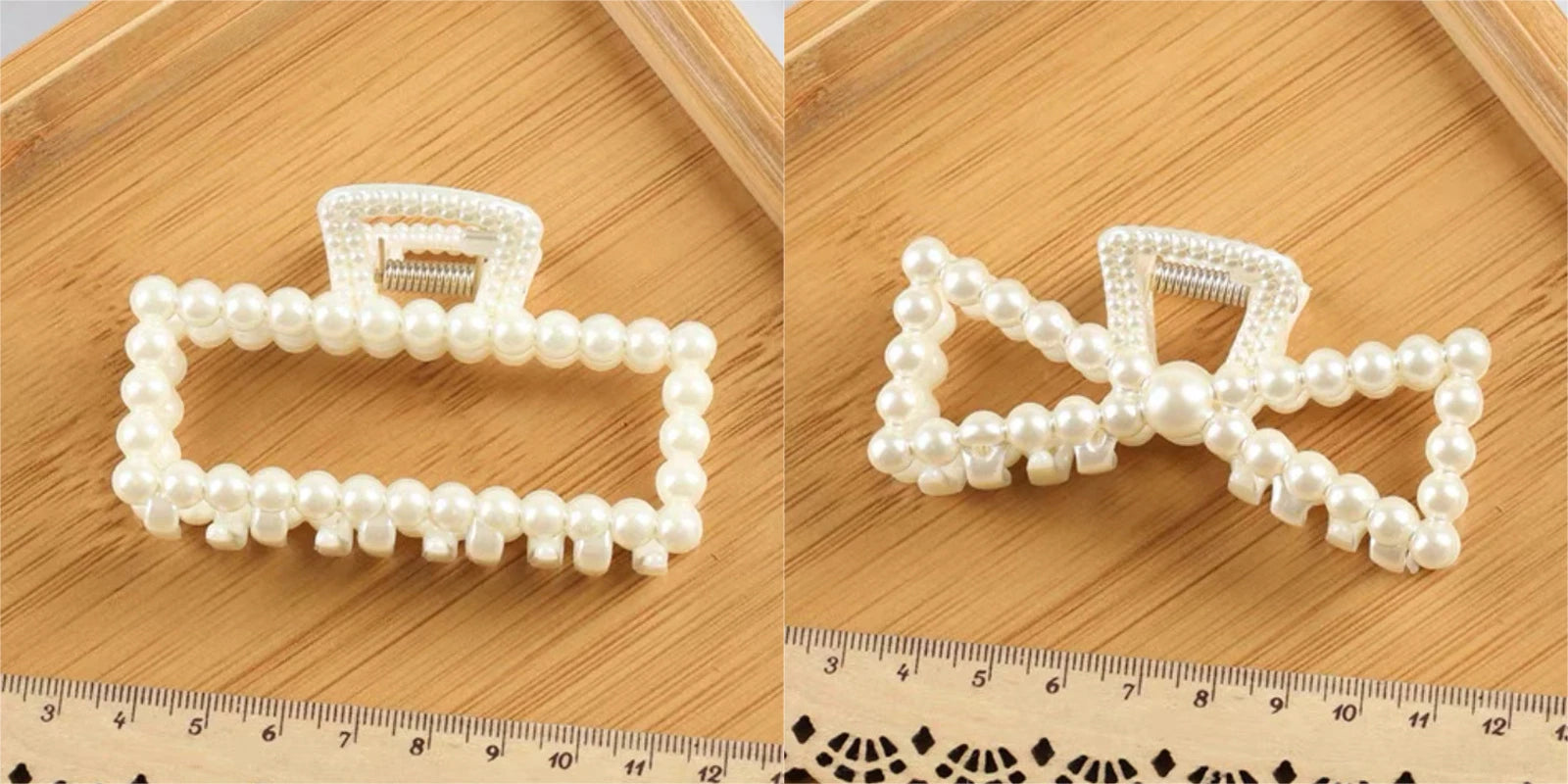 2pcs Elegant Pearls Beads Hairpin for Women Cute Geometric Hair Claw Barrettes Headwear Horsetail Hair Clips Hair Accessories