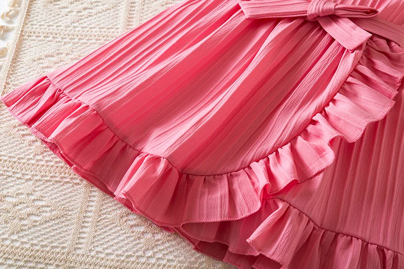 Summer Dress for Kids Girls 3-8 Years Ruffles Sleeves Elegant Princess Dresses Girls Wedding Birthday Party Casual Sweet Dresses - My Store