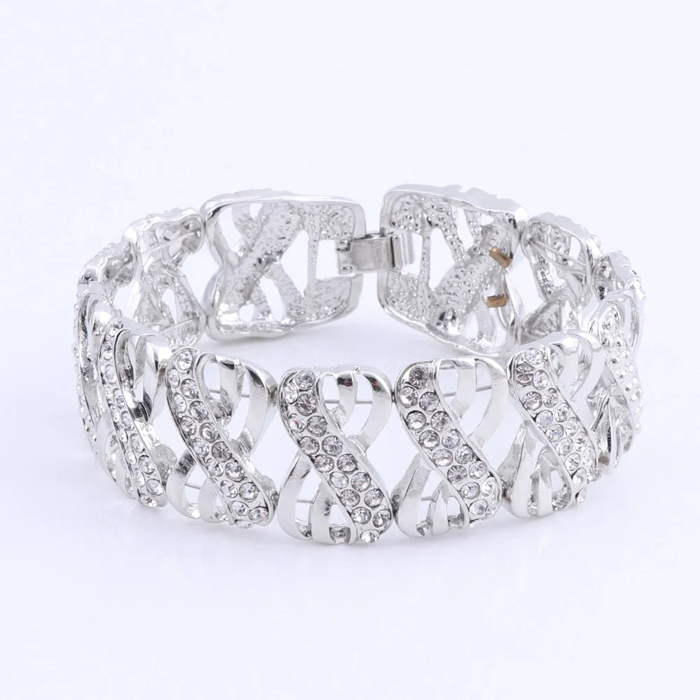 Indian Dubai Wedding Jewelry Sets for Brides Vintage African Costume Jewerly Set Silver Color Nigerian Women Jewelry Set