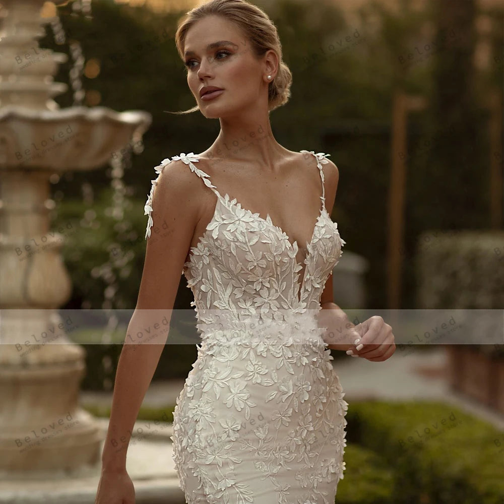 Exquisite Wedding Dresses Gorgeous Bridal Gowns Lace Tiered Robes Spaghetti Straps Backless Vestidos De Novia Customized 2025 - My Store