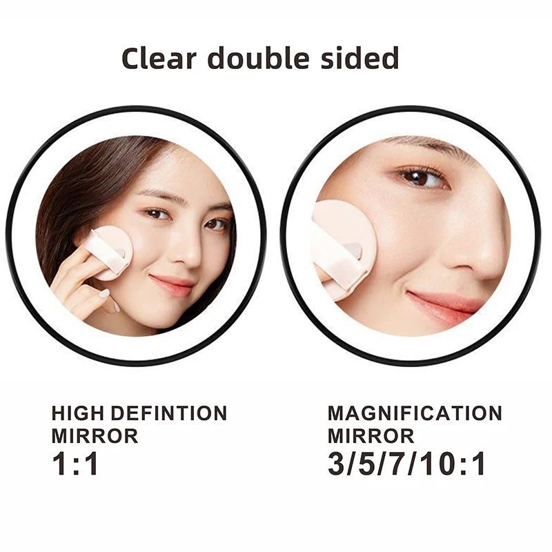 8 Inch Wall Mounted Makeup Mirror Black 3x-10x Magnifying 3 Color LED Light Double Side Bathroom Smart Shaving Cosmetic Mirrors
