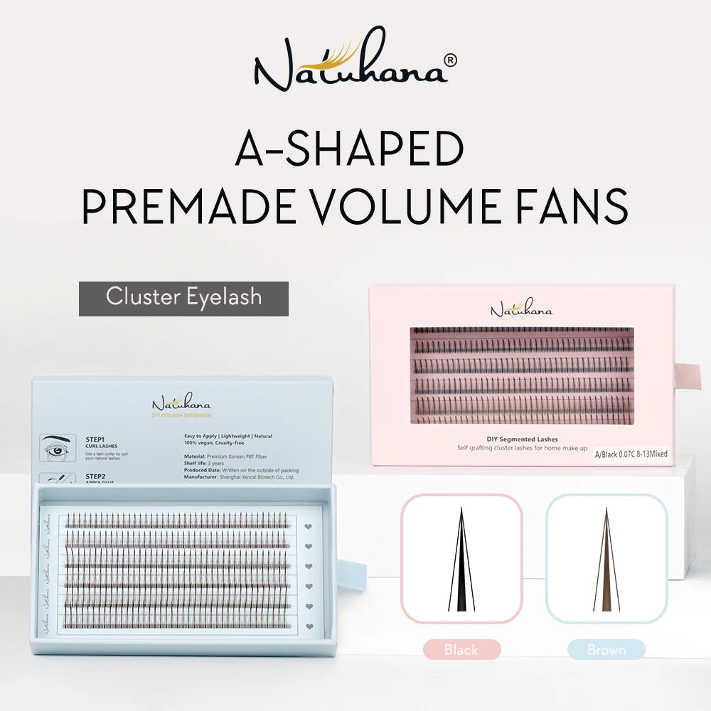 NATUHANA a/M Shape Premade Eyelashes Makeup Individual Lashes Cluster Spikes Lash Wispy Premade Fluffy False Eyelashes Makeup - My Store