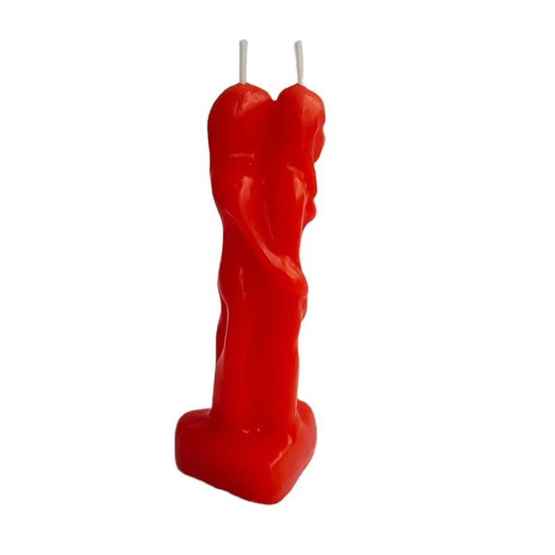 Figure Image Candle Man Holding Woman Shaped Candle, Love Couple Ritual Decorative Candles, Pink, Black, Red