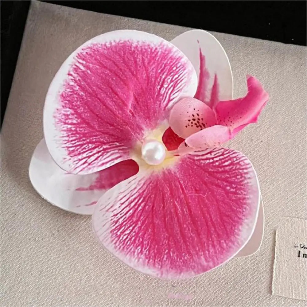 Hair Accessories Flower Hair Clip Hair Ornament Pink Orchid Orchid Hairpin Side Barrettes Headdress Bohemia Barrettes