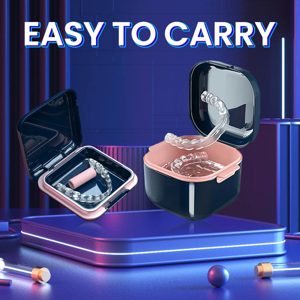High Quality Orthodontic Retainer Braces Storage Box Soaking Invisible Teeth Denture Cleaning Tooth Storage Portable Belt Case