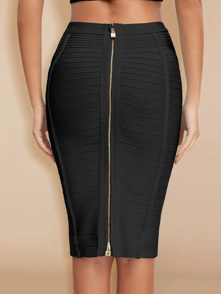 BEAUKEY Sexy Pencil Bandage Skirt Striped Quality Luxury Zipper Skirts Party Celebrity Wholesale XL Red Blue Black Slim Skirts