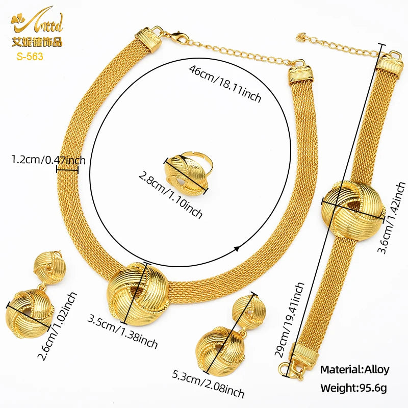 XUHUANG African Necklaces Bracelets Earing Sets Nigerian Wedding Jewelry Set Ethiopian Gold Colour Necklace Jewellery Set Gifts