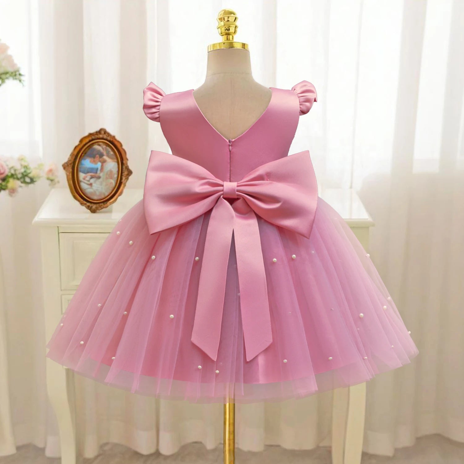 New Year Red Costume Girls Christmas Princess Dress Wedding Party Dresses Backless Bow Birthday Pageant Formal Dresses for Girls - My Store