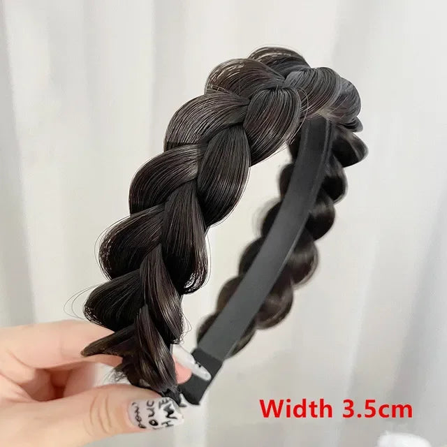 Women Synthetic Wig Braided Hair Bands Invisible Fashion Braids Hair Accessories Female Bohemian Nature Hair Headband for Party