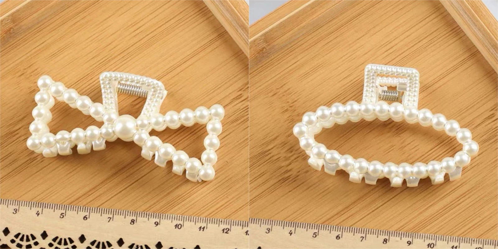 2pcs Elegant Pearls Beads Hairpin for Women Cute Geometric Hair Claw Barrettes Headwear Horsetail Hair Clips Hair Accessories