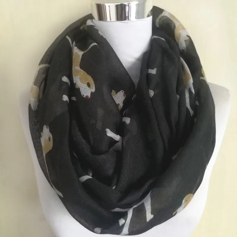 New Ladies Viscose Cotton Hedgehog Print Infinity Scarf for Women Variety of Animal Prints Circle Scarves Fashion Ring Scarfs