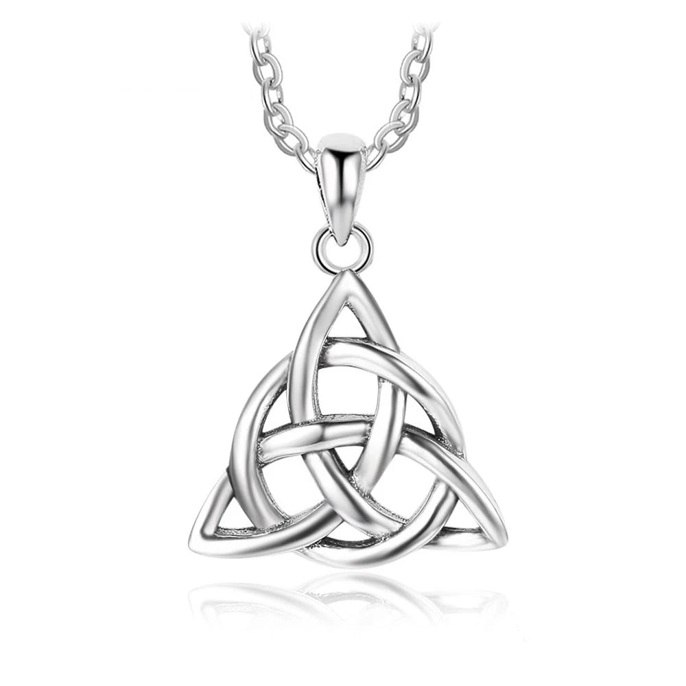 JewelOra Vintage Jewelry Triquetra Knot Pendant Necklace Silver Color Necklaces & Pendants for Women