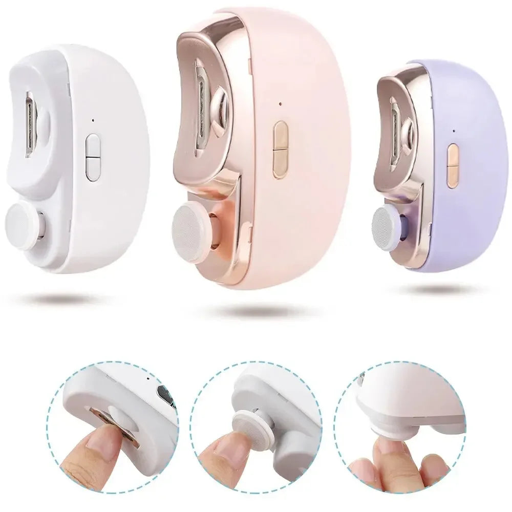 2 in 1 Electric Nail Clippers Manicure Anti-Splash Nail Trimmer for Baby Finger Toe Scissors Pedicure Thick Nails Cutter Tools