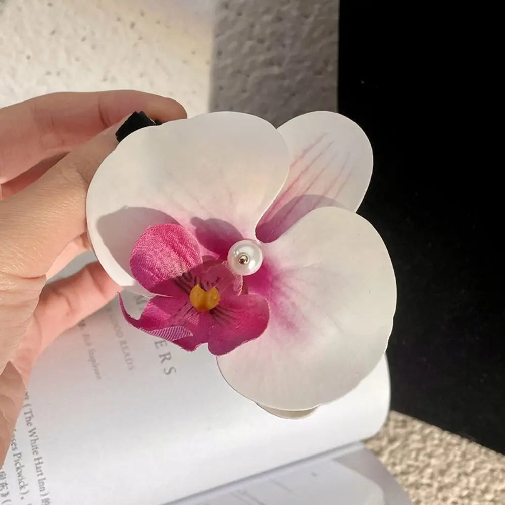 Hair Accessories Flower Hair Clip Hair Ornament Pink Orchid Orchid Hairpin Side Barrettes Headdress Bohemia Barrettes
