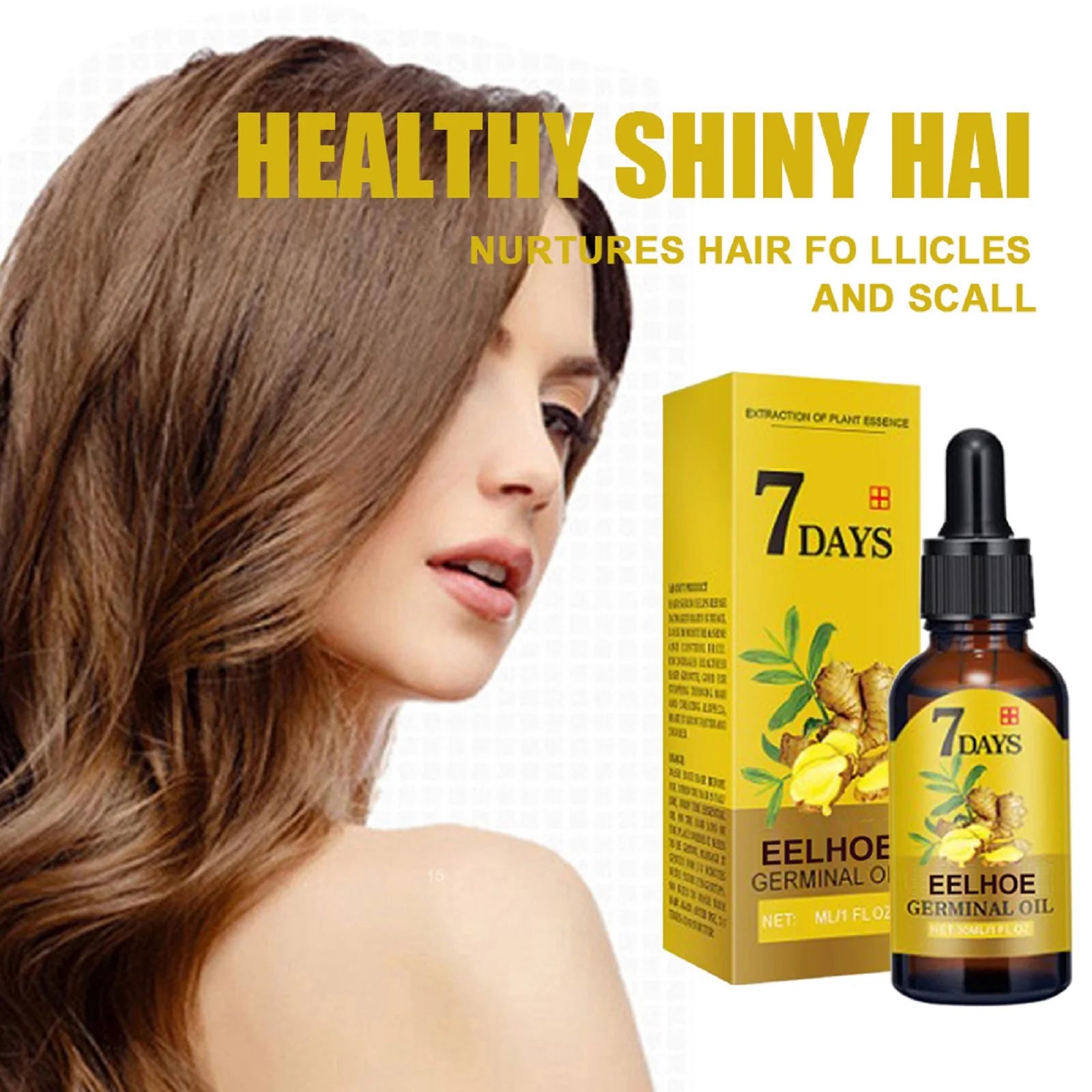 Ginger Hair Care Oil Hair Roots Scalp Treatment Improve Androgenetic Alopecia Scalp Treatment Serum Strengthen Hair Roots