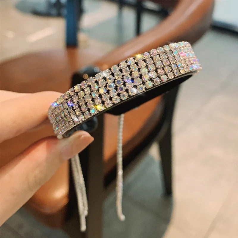 Women Elegant Luxury Rhinestone Tassel Ponytail Hair Claws Hair Clips Barrettes Hairpin Headband Fashion Hair Accessories