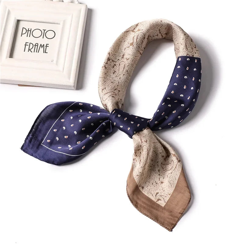 70cm Fashion Bandana Hair Scarf for Women Paisley Print Kerchief Silk Satin Head Scarfs Square Shawl Wraps Neck Scarves for Lady