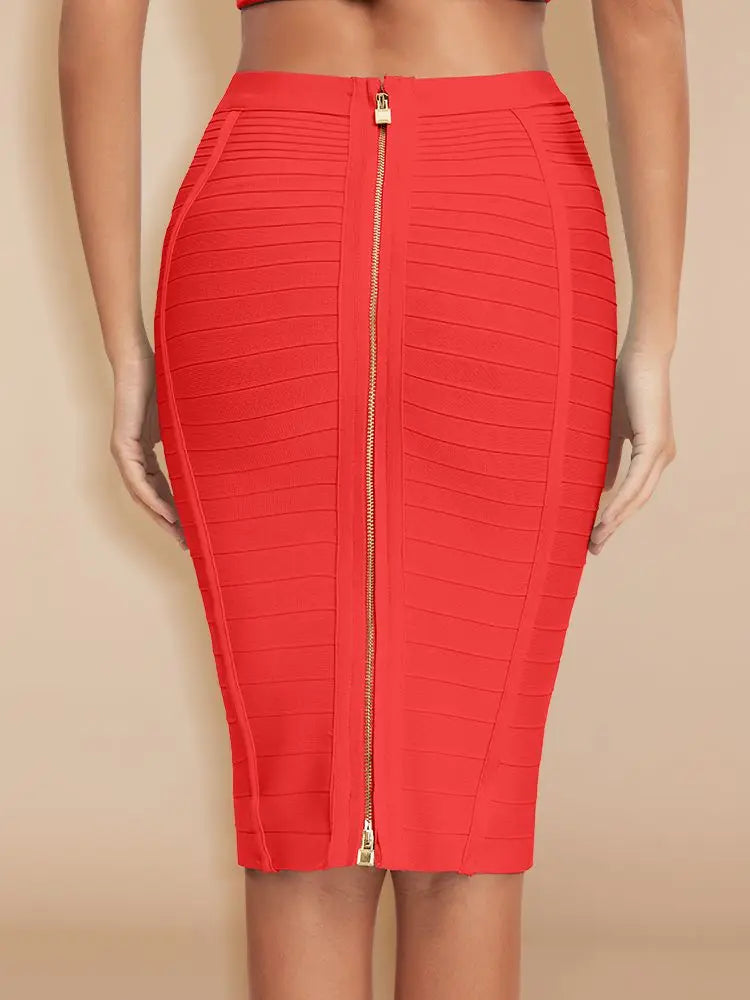 BEAUKEY Sexy Pencil Bandage Skirt Striped Quality Luxury Zipper Skirts Party Celebrity Wholesale XL Red Blue Black Slim Skirts