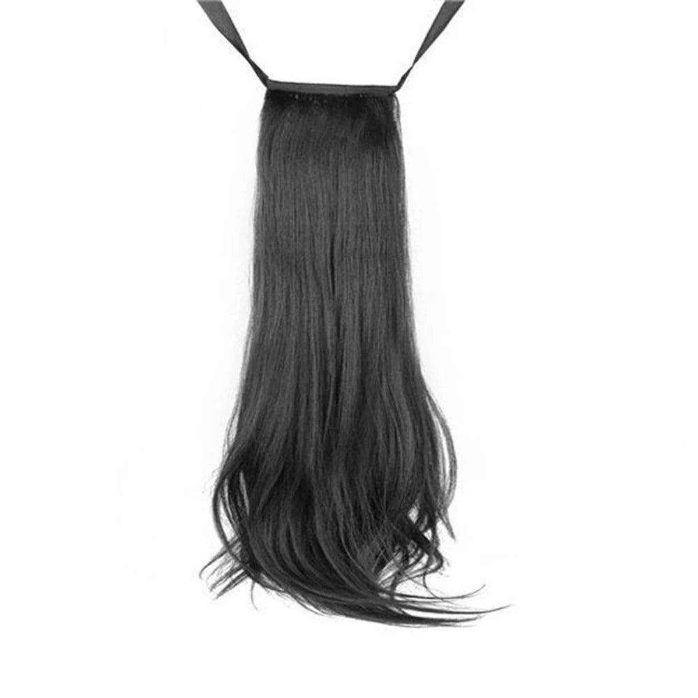 Allaosify Brown Black Heat Resistant Synthetic Hair Extensions Pony Tail Hair Extensions Drawstring Ponytail 12" Hair Extensions