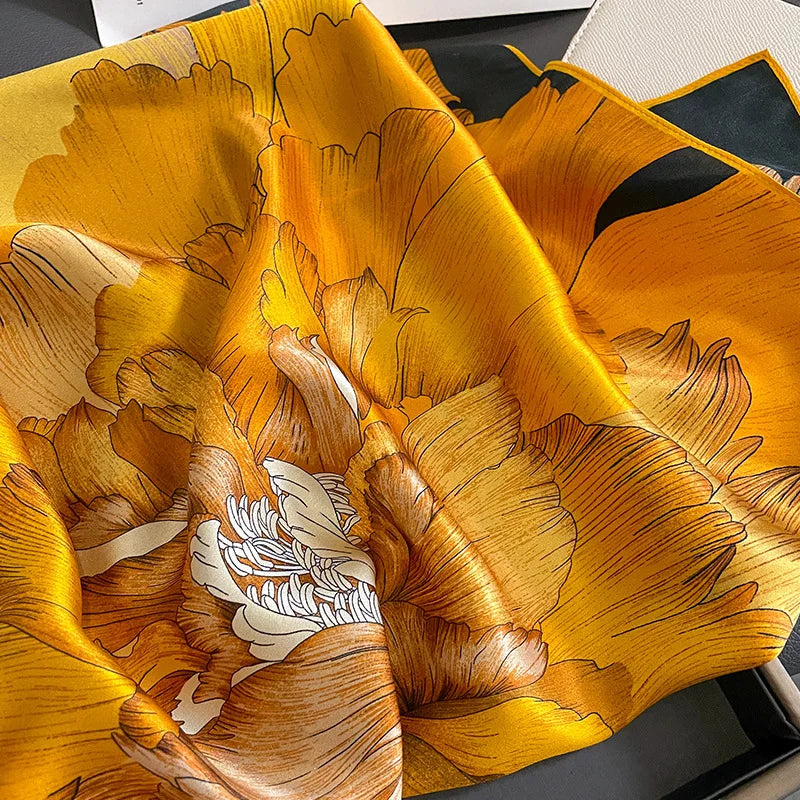 Fashion Scarves for Women Shawl Print Silk Satin Hijab Scarf Female Bandana 70*70cm Luxury Brand Square Shawls Scarfs for Ladies