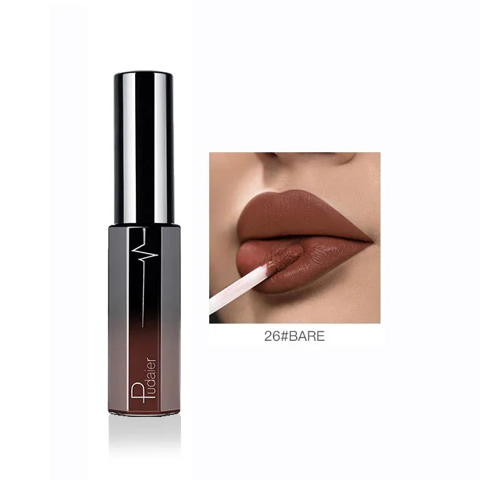 Pudaier Semi Matte Liquid Lipstick Lips Makeup Half Moisturizing Lip Gloss Makeup Cosmetics Moisturizer Lipgloss Make Up Batom - My Store
