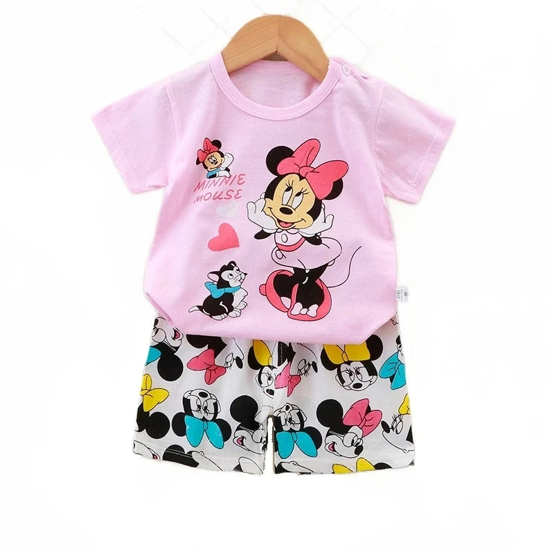 Cartoon Print Newborn Baby Clothes Set Soft Cotton Baby Set Baby Girls Set 0-3year Summen Baby Girls Clothes Set