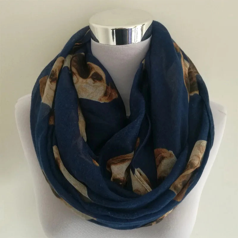 New Ladies Viscose Cotton Hedgehog Print Infinity Scarf for Women Variety of Animal Prints Circle Scarves Fashion Ring Scarfs
