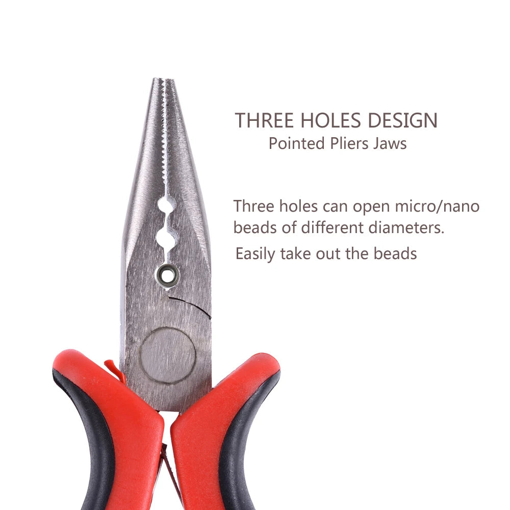 Hair Pliers for Hair Extensions 3 Holes Hair Extension Removal Tools Micro Beads Removing Tongs Hair Extension Pliers