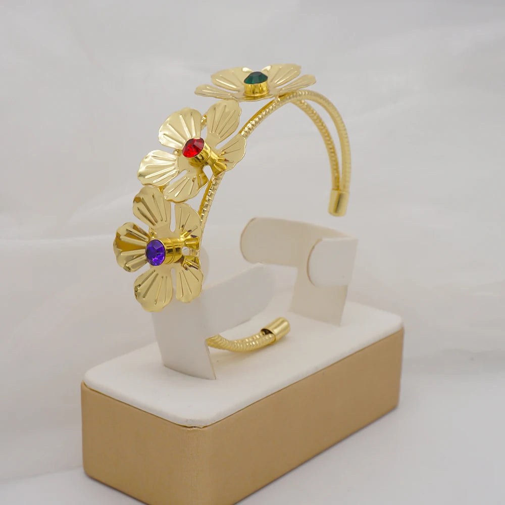 Dubai Gold Color Flower Jewelry Sets for Women Costume India Jewellery Set African Beads Jewelry Sets Wedding Gift