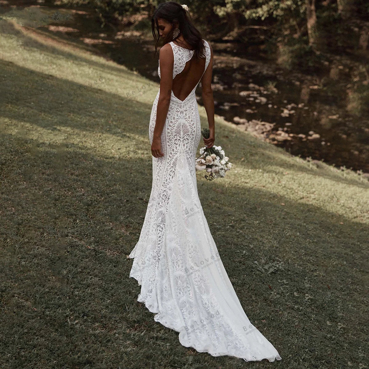 Bohemia Wedding Dresses Vintage Bridal Gowns Lace Sleeveless Floor Length Robes for Formal Party Vestidos De Novia Customized - My Store