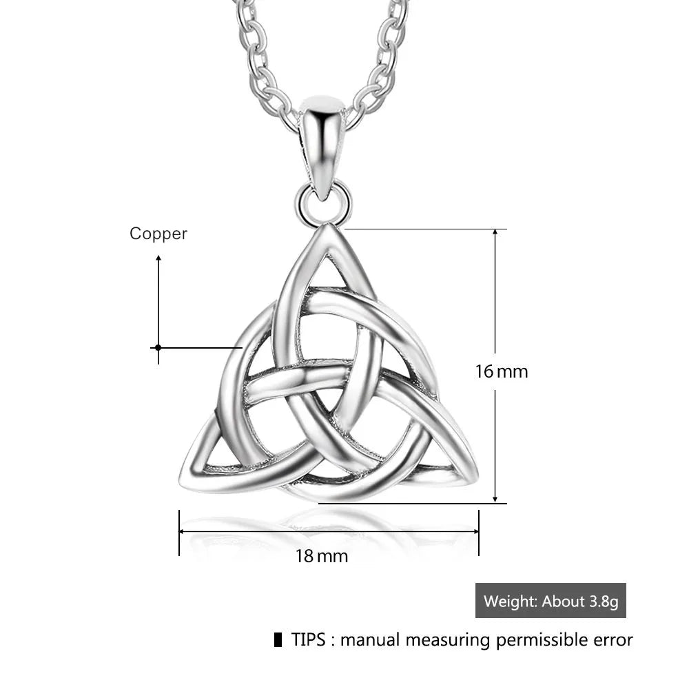 JewelOra Vintage Jewelry Triquetra Knot Pendant Necklace Silver Color Necklaces & Pendants for Women