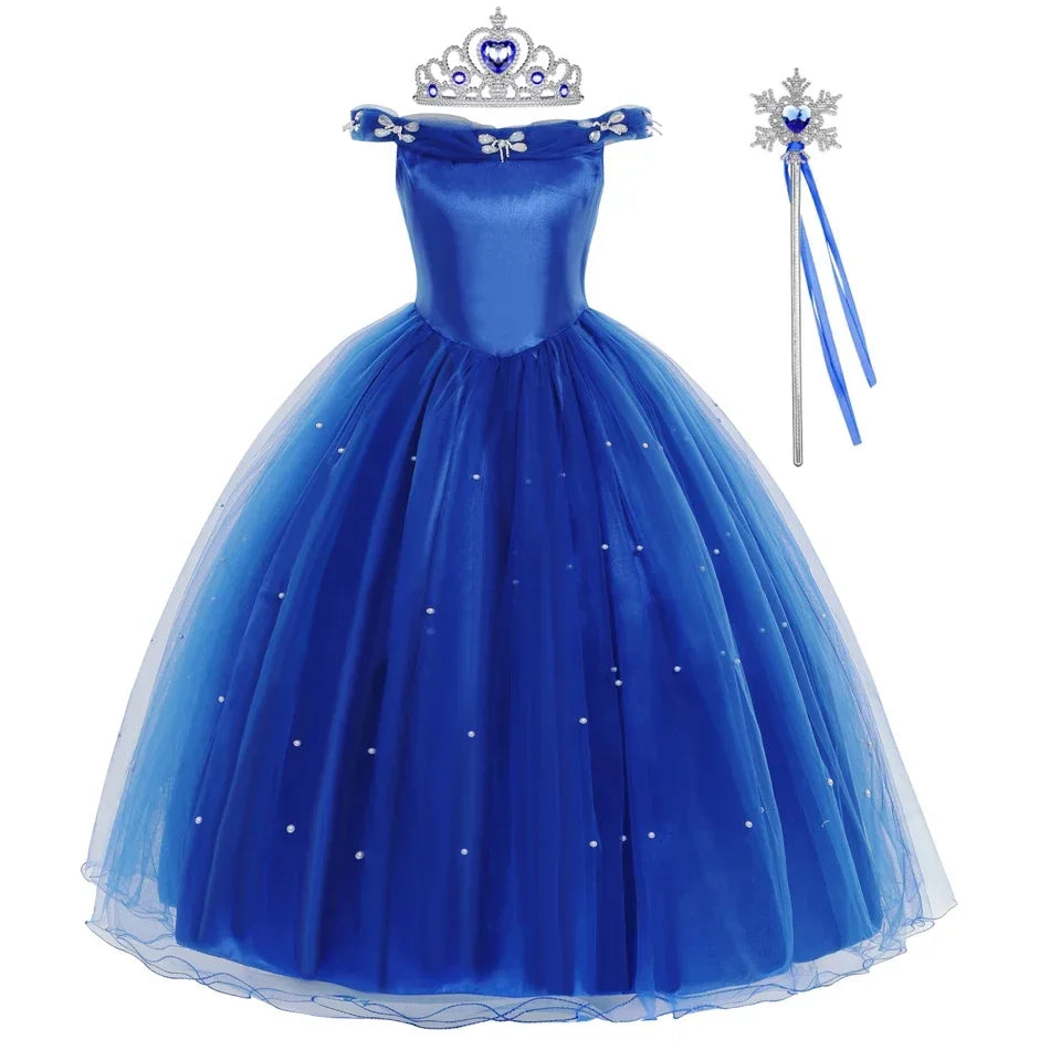Girls Cinderella Dress Christmas Halloween Party Princess Costumes Kids Birthday Gown Dresses