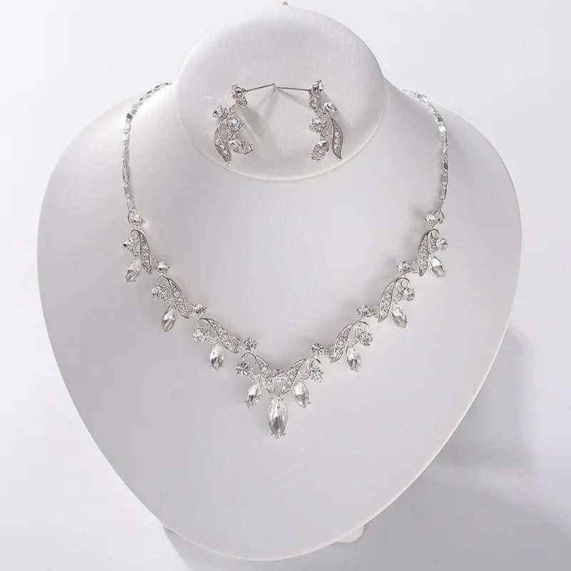 Baroque Vintage Costume Bridal Jewelry Sets Rhinestone Crystal Tiaras Crown Earrings Necklace Wedding Bride Luxury Jewelry Set