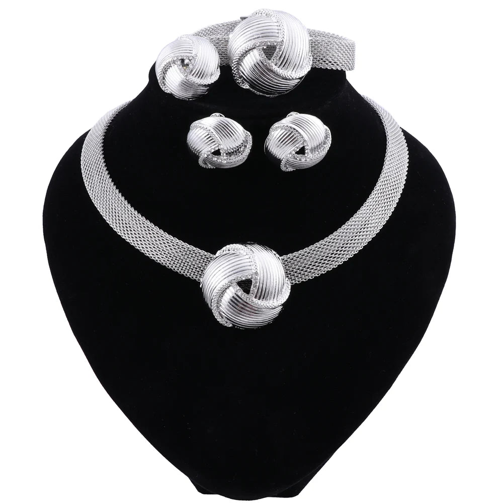 CYNTHIA Nigerian Women Wedding Jewelry Sets Dubai Gold Color Jewelry Sets African Women Necklace  Earrings Bracelet  Jewellery