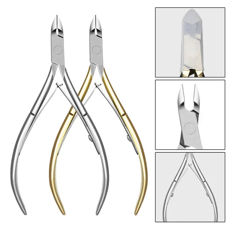 Stainless Steel Cuticle Nipper Professional Remover Scissors Finger Care Manicure Nail Clipper Dead Skin Tools Gold and Sliver