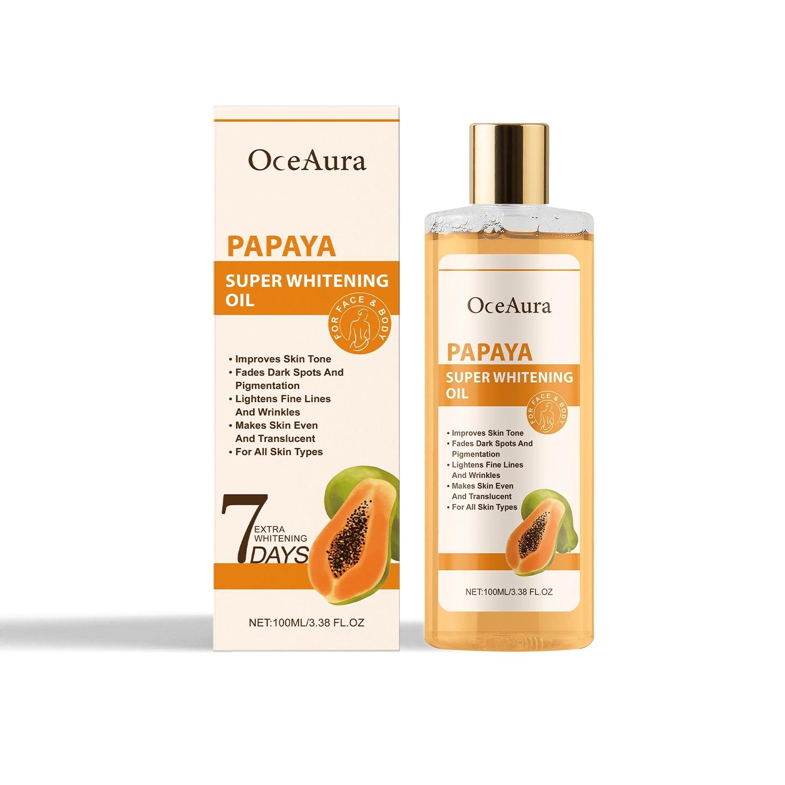 OCEAURA Super Whitening Oil Gentle Moisturizing Body Skin Moisturizing Daily Massage Care Essential Oil Deeply Nourish 3.38 OZ