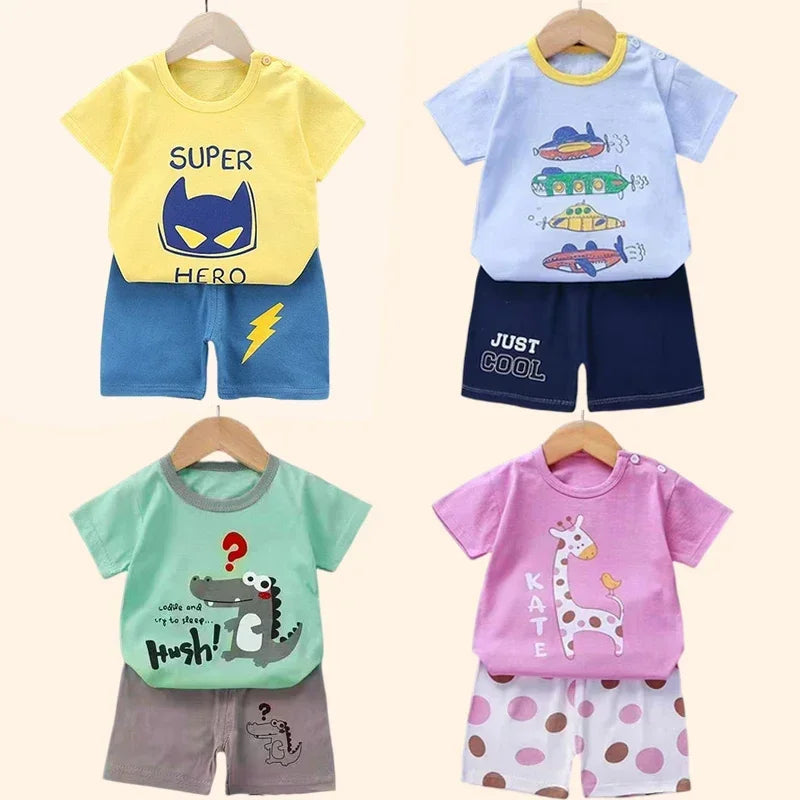 2PCS Children's Sets Mother Kids Clothes Boys Girl T-Shirt Shorts Summer Cotton Short Sleeve Baby Children Clothing Toddler Suit