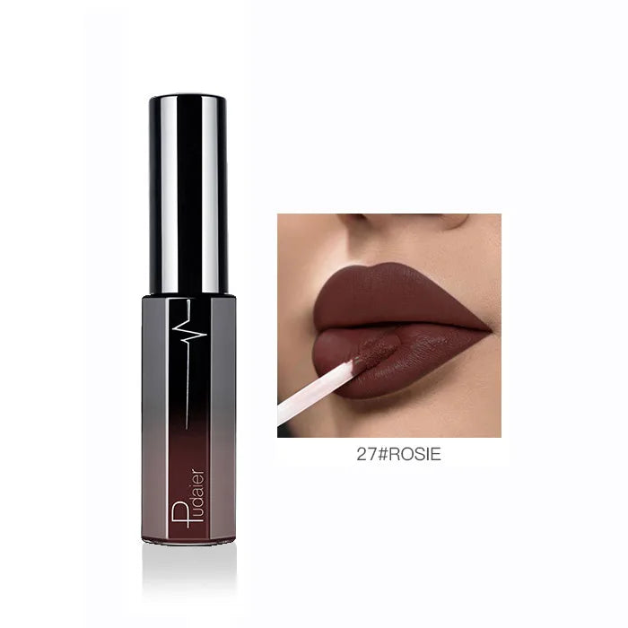 Pudaier Semi Matte Liquid Lipstick Lips Makeup Half Moisturizing Lip Gloss Makeup Cosmetics Moisturizer Lipgloss Make Up Batom - My Store