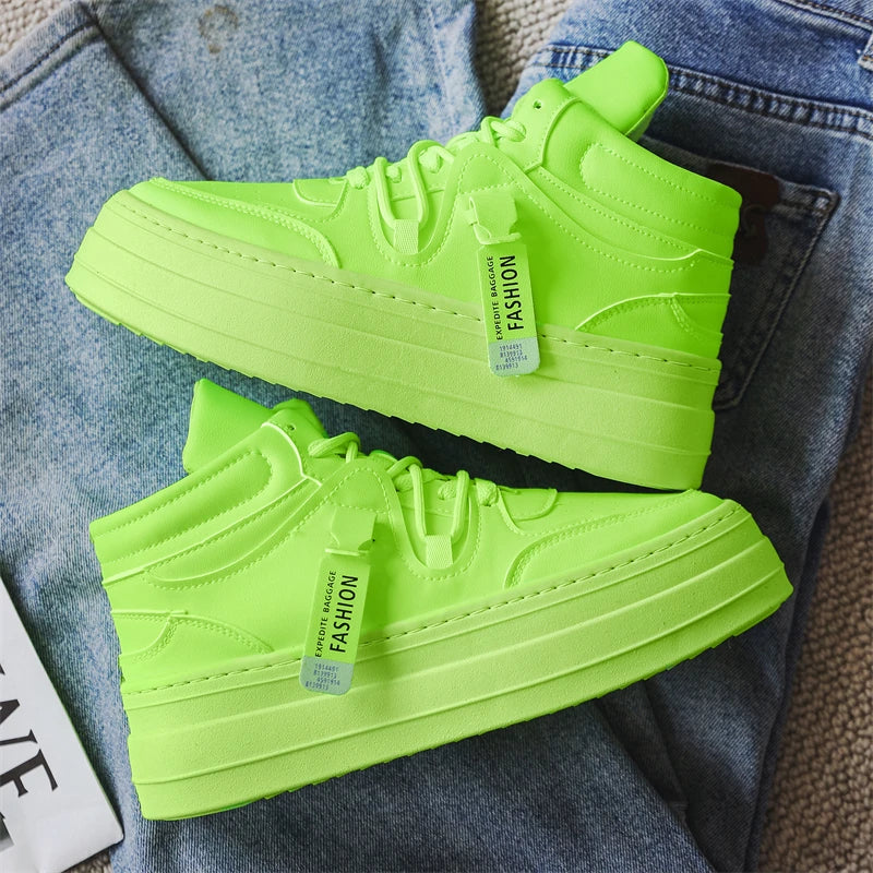 Fashion Green Designer Mens Sneakers Autumn Casual Sports Skateboard Shoes for Men High Top White Sneaker Platform Footwear Male