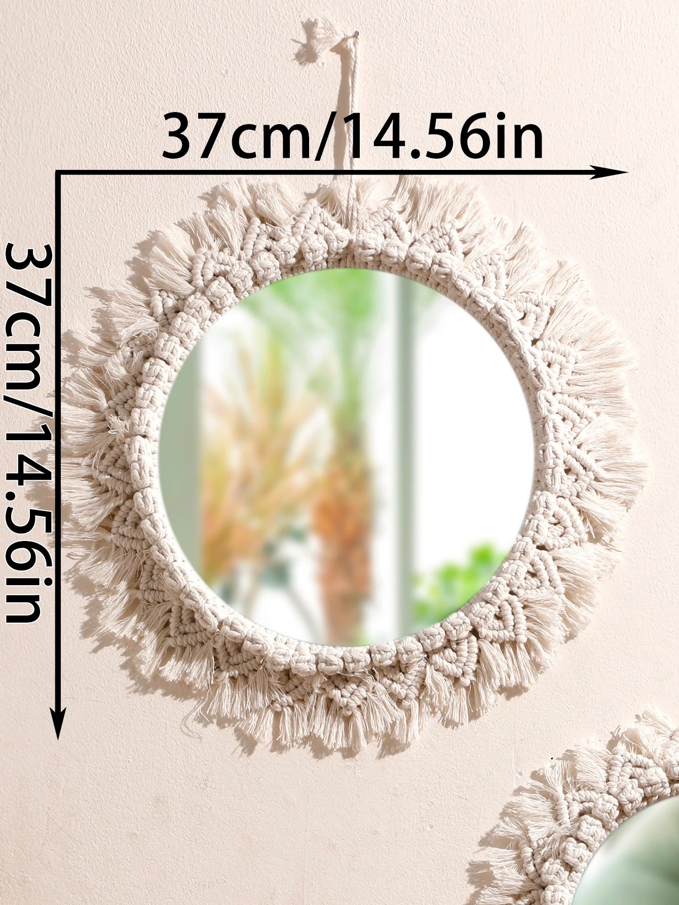 Boho Decorative Mirrors Macrame  Round Mirror Aesthetic Room Decor Hanging Wall Mirror for Bedroom Living Room House Decoration