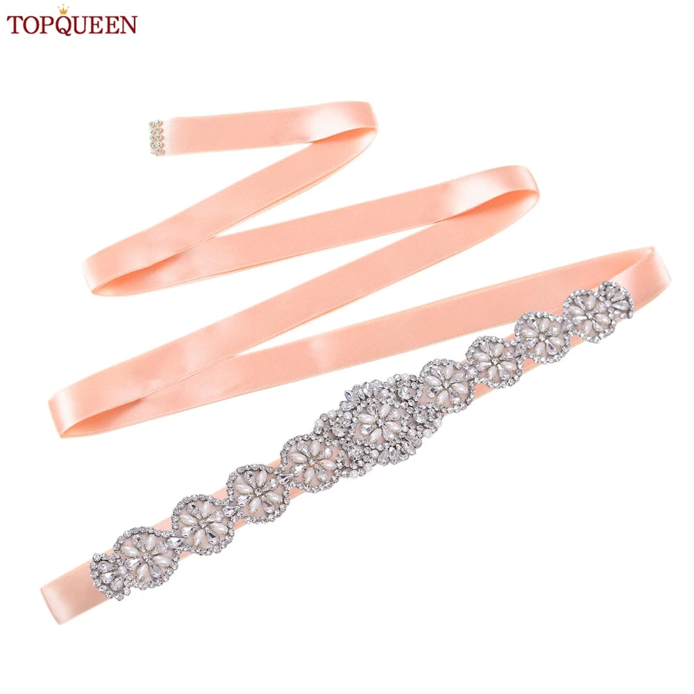 TOPQUEEN Luxury Bridal Belts With Rhinestone Bride Wedding Accessories Belt for Women Wedding Dress Sash Belt Formal Belts S161