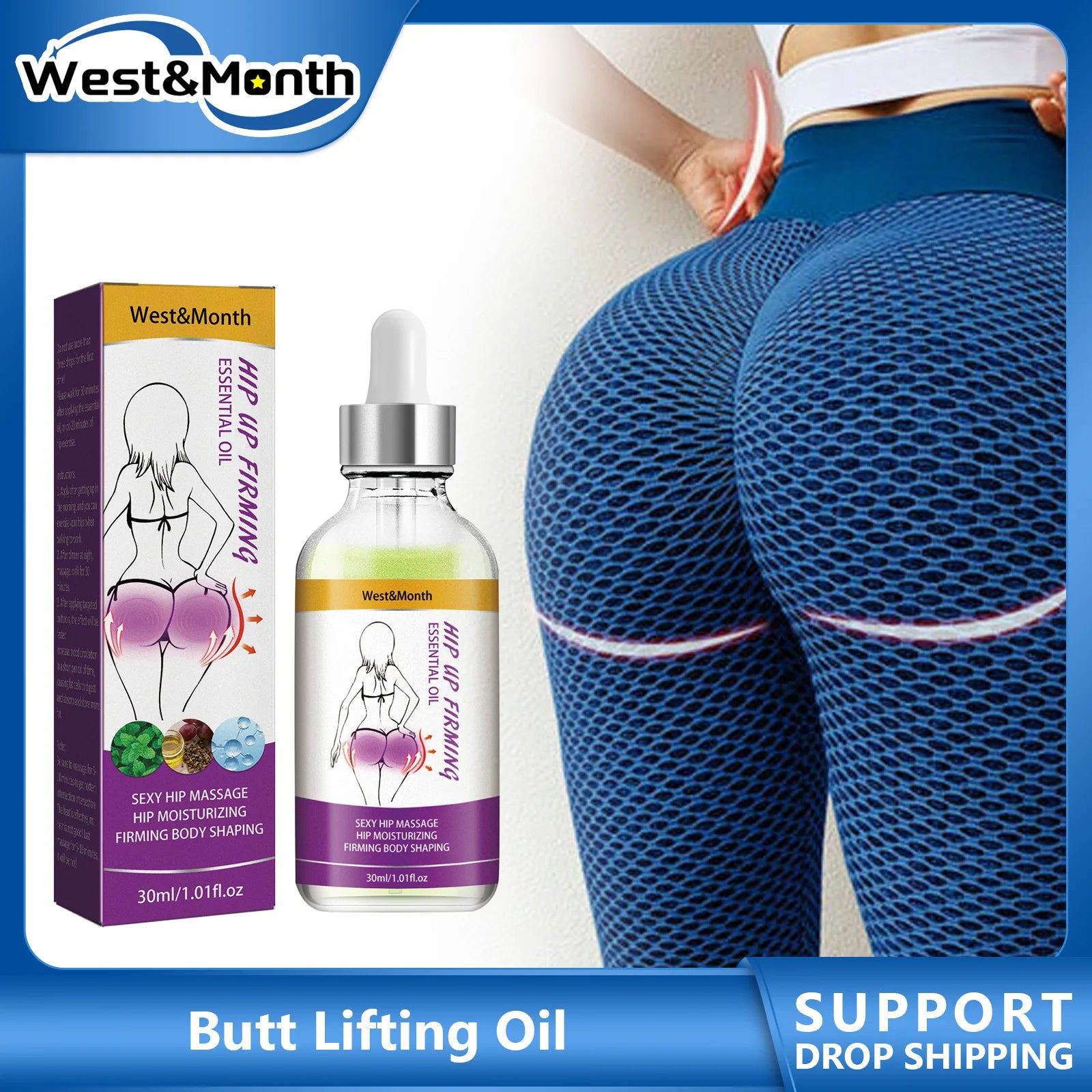 Buttock Massage Essential Oil Effective Hip Lift Up Enhancement Shaping Firming Big Ass Plumping Sexy Lady Butt Enlargement Oil
